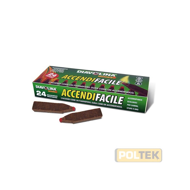 Diavolina Accendifacile è un innovativo accendifuoco ecologico a sfregamento che si accende come un fiammifero, sfregando la pu