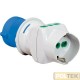 Adattatore industriale da spina 2P+T 16A CEE blu a 2 presa 2P+T 16A Bipasso + 1 Bipasso/Schuko