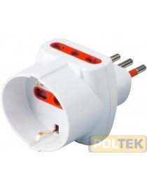 ADATTATORE ROSI TRIPLO SPINA 10A 2 PRESE 10/16+SCHUKO
