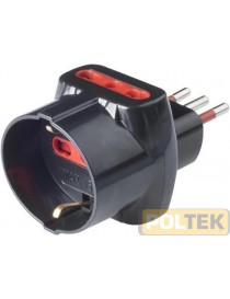 ADATTATORE ROSI TRIPLO SPINA 10A 2 PRESE 10/16+SCHUKO NERO