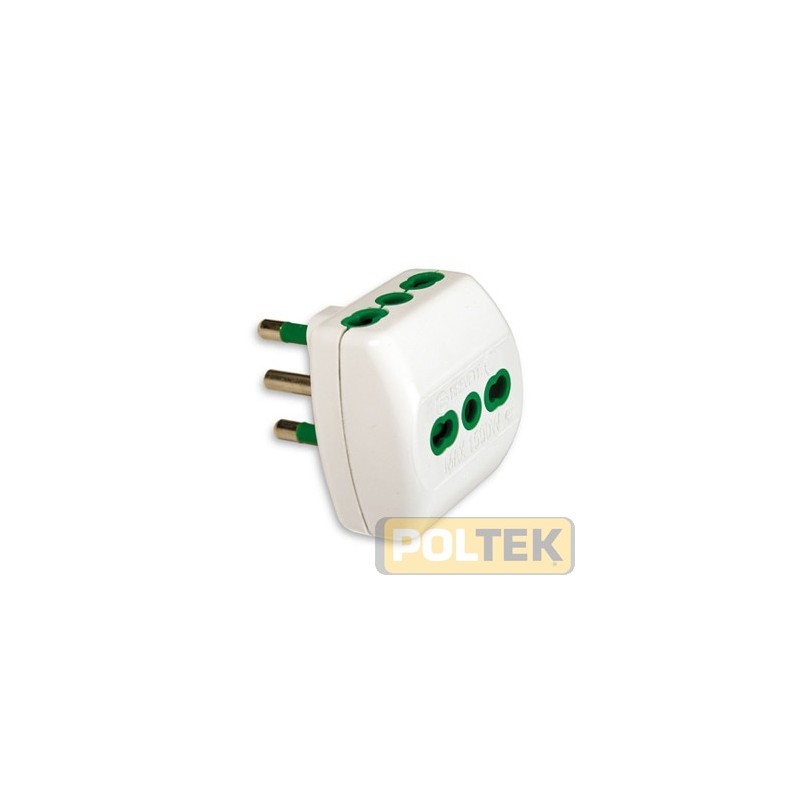 Adattatore triplo - Spina 2P+T 16A - Prese 2P+T 16A Bipasso