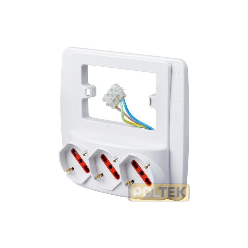 Multipresa da parete con 3 prese schuko bivalenti 10/16A