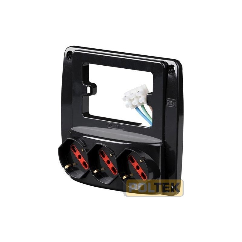 Multipresa da parete con 3 prese schuko bivalenti 10/16A