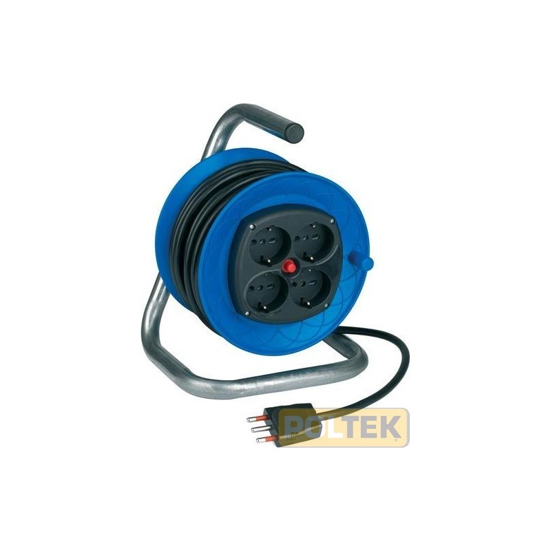 Avv.cavo 15m cavo H05VV-F 3x1,5mm2, spina 16A 2P+T, 2 prese biv. 10/16A 2P+T, 2 pr. 10-16A 2P+T (ital. 10A e ted. 16A con t.lat.