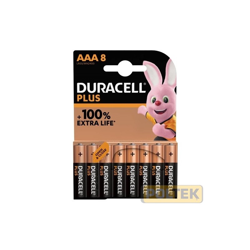 DURACELL BATTERIA PLUS BLISTER pz.8 MINISTILO AAA 1,5V
