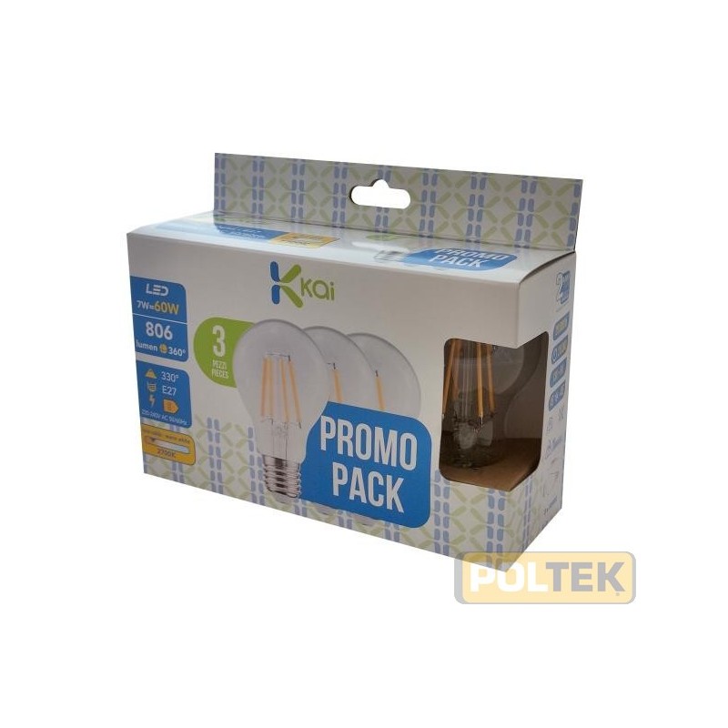 LAMPADA LED 3PACK GOCCIA 7W E27 806lm 2700°K