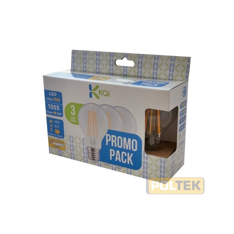 LAMPADA LED 3PACK GOCCIA 8,5W E27 1055lm 2700°K