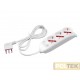 Presa multipla 250 V~ con 3 prese pluristandard 10 / 16 A 2P+T, standard italiano 10 / 16 A e tedesco 16 A (con terra laterale),