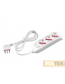 MULTIPRESA 3 POSTI 2P+T 16A SCHUKO C/INT. mt 1,5