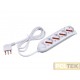Presa multipla con 4 prese pluristandard 10 / 16 A 2P+T, standard italiano 10 / 16 A e tedesco 16 A, 1,5 m cavo con spina 16 A 2