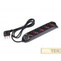 MULTIPRESA 5 POSTI 2P+T 16A SCHUKO C/INT. mt 1,5 NERO