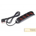 MULTIPRESA 4 POSTI 2P+T 16A SCHUKO C/INT. mt 1,5 NERO