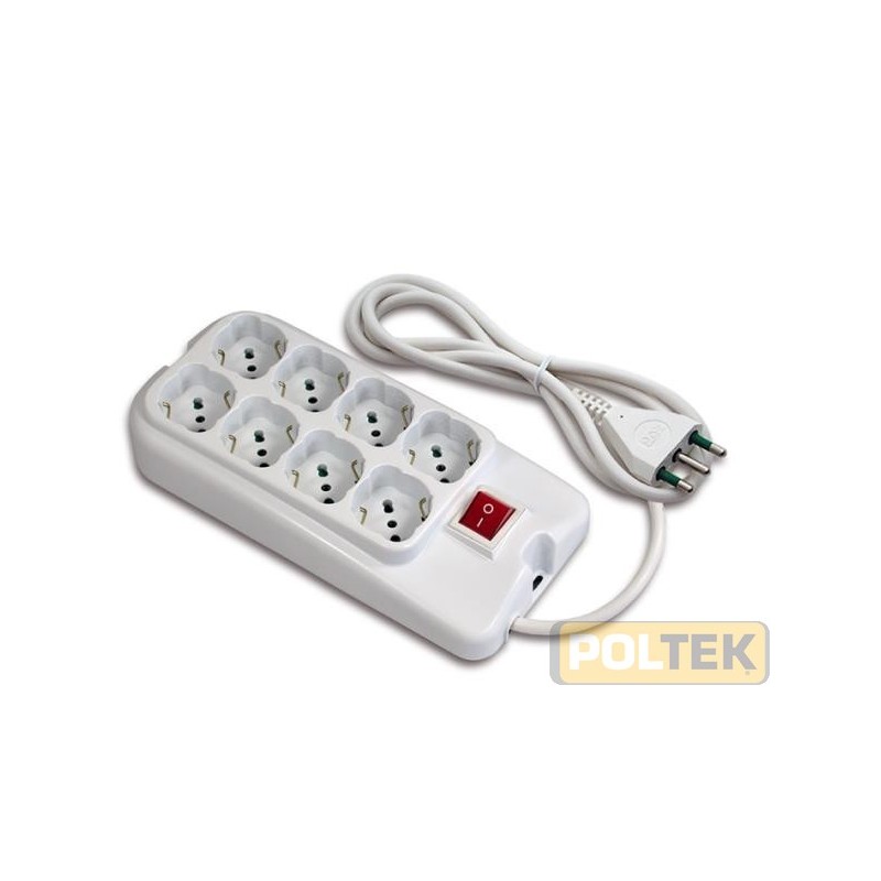 MULTIPRESA 8 POSTI 2P+T 16A SCHUKO C/INT. mt 1,5 QUADRA