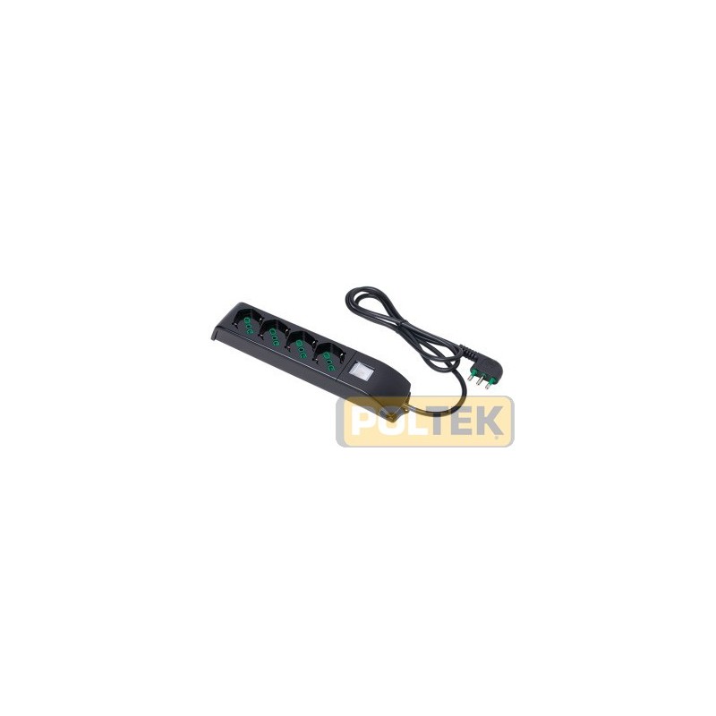 MULTIPRESA FME FIDO 4 2P+T 16A SCHUKO C/INT. NERA mt 1,5