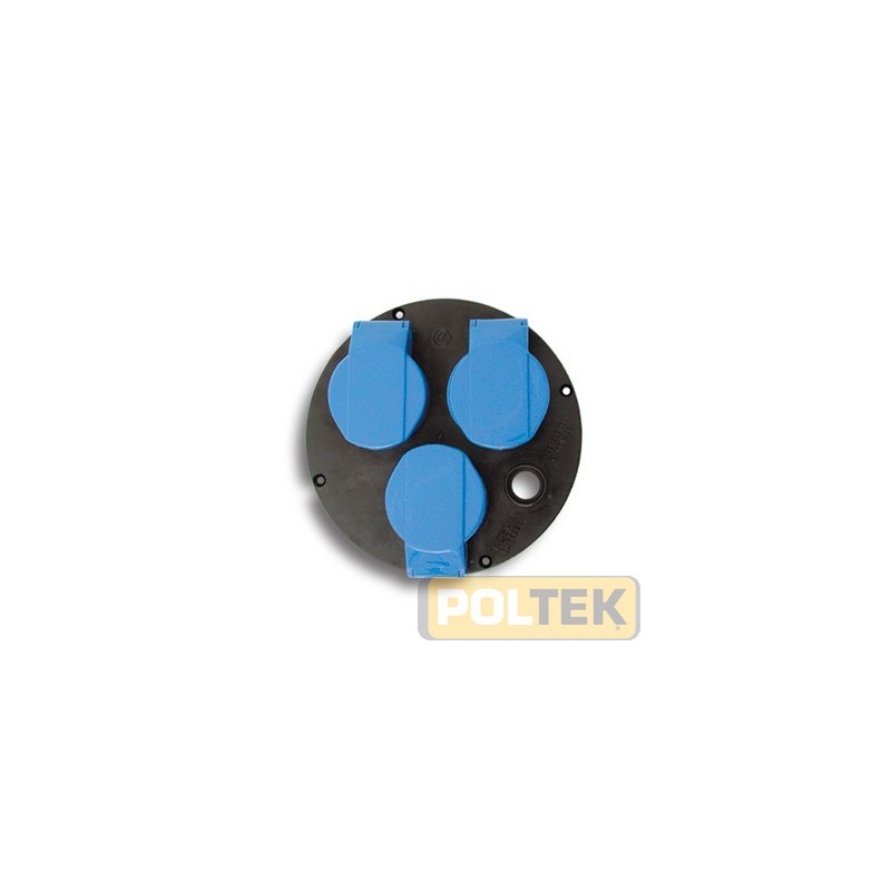 Disco di ricambio cablato per avvolgicavo Ø 145 mm - 3 prese 2P+T 16A - 220V CEE blu - con portadisgiuntore + flangia adattator