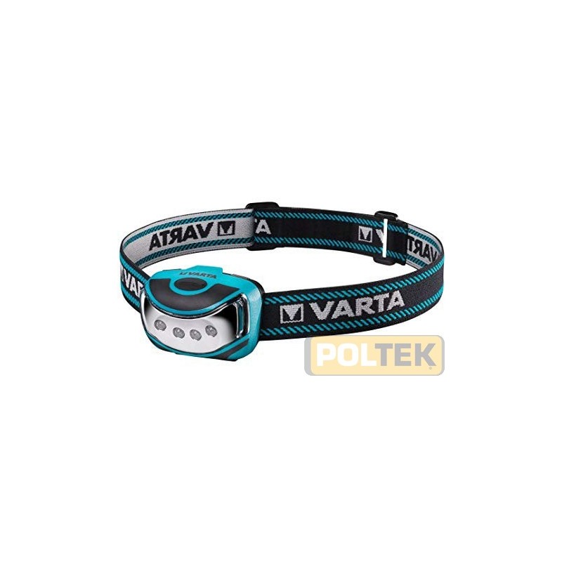 Lampada frontale a 4 LED super brillanti. Possibilità di selezionare la luce fissa o intermittente. Funziona con 3 batterie sti