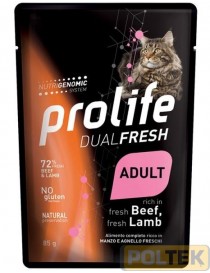 PROLIFE GATTO BUSTA 85g DUAL FRESH MANZO E AGNELLO