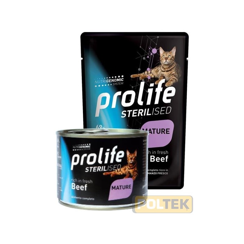 PROLIFE GATTO BUSTA 85g STERILISED GRAIN FREE MANZO