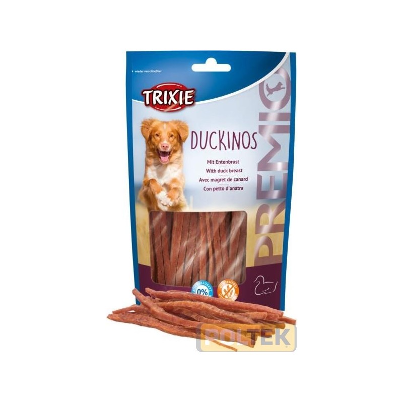 Composizione : petto d’anatra (63 %), amido di patata, proteine della soia, glicerina, minerali | senza glutine | senza zucche