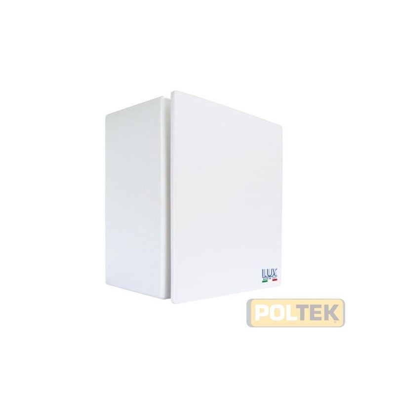 Aspiratore da parete centrifugo. Per fori di ø 100 mm, togliendo l’anello di gomma, l’aspiratore diventa adattabile a fori 