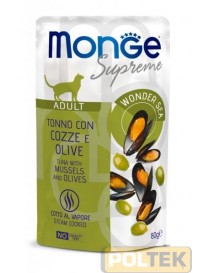 MONGE CAT BUSTA SUPREME ADULT TONNO/COZZE/OLIVE g 80