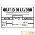 CARTELLO PLASTICA "ORARIO DI LAVORO" cm 30x20