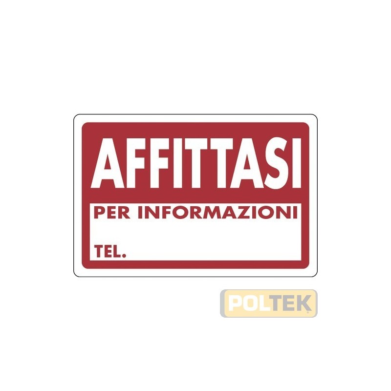 CARTELLO PLASTICA "AFFITTASI" cm 30x20 S/FORI