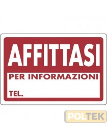 CARTELLO PLASTICA "AFFITTASI" cm 60x40 PREFORATO
