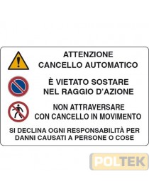 CARTELLO PLASTICA "ATTENZIONE CANC. ELETTRICO" cm 30x20