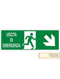 CARTELLO ALL. "USCITA DI EMERGENZA" cm 35x12,5 BASSO DX