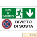 CARTELLO ALL. "USCITA DI EMERGENZA DIVIETO SOSTA" cm 30x20
