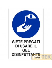 CARTELLO ALL. "COVID-19 USARE GEL" cm 20x30