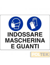 CARTELLO ALL. "COVID-19 OBBLIGO MASCHERINA GUANTI" cm 50x35