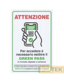 CARTELLO ALL. "OBBLIGO GREEN PASS" cm 20x30