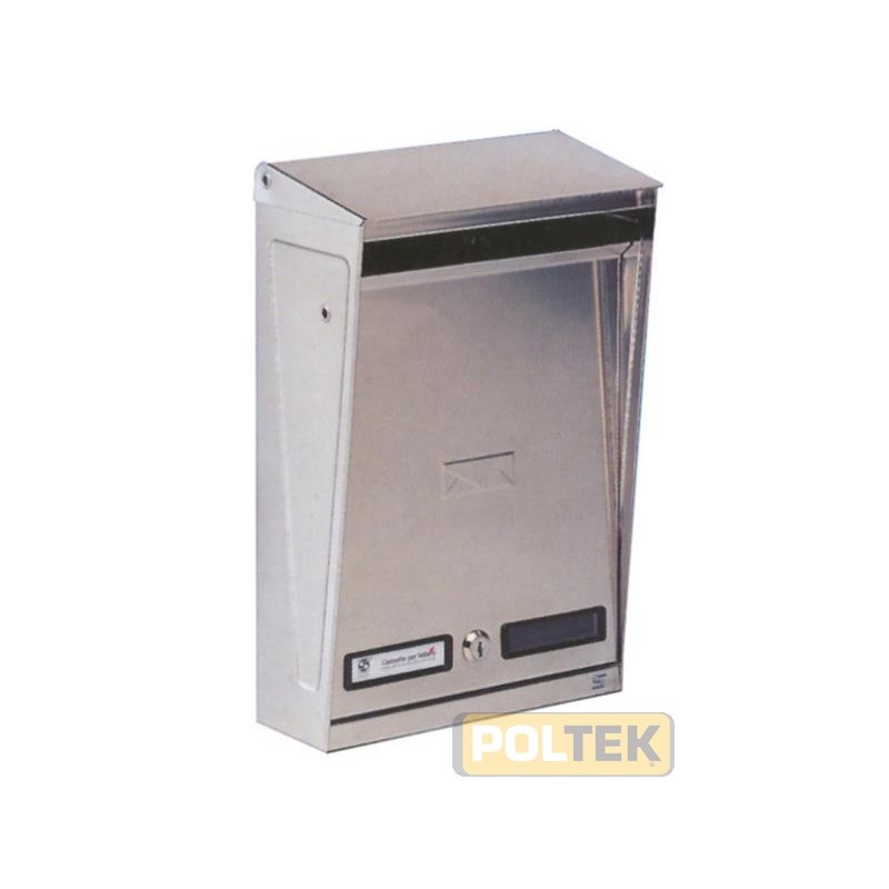 Cassetta per rivista 250x390x90/140 mm CON TETTO parapioggia. Impostazione frontale e dall'alto. Apertura imbucalettere 215x30 m