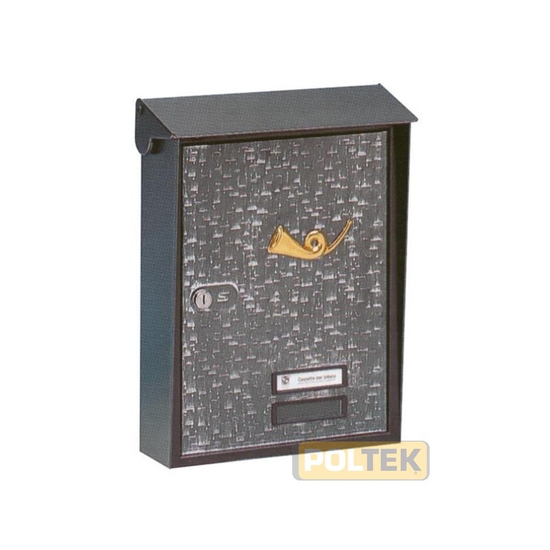 Cassetta 275x385x80/100 mm CON TETTO parapioggia. Impostazione frontale e dall'alto. Apertura imbucalettere 170x27 mm. Nera antr