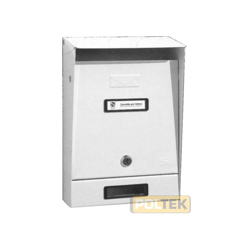 Cassetta 220x325x75/110 mm CON TETTO parapioggia. Impostazione frontale e dall'alto. Apertura imbucalettere 170x27 mm.
