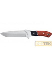 COLTELLO LAMA INOX MANICI LEGNO FODERO CUOIO cm 21,6