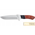 COLTELLO LAMA INOX MANICI LEGNO FODERO CUOIO cm 21,6