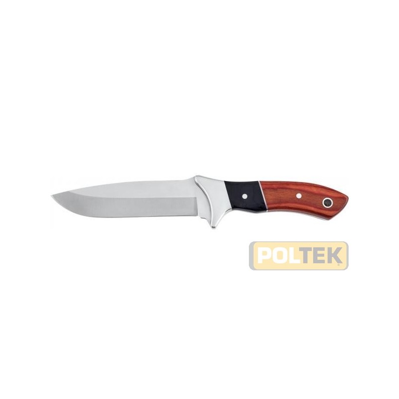 COLTELLO LAMA INOX MANICI LEGNO FODERO CUOIO cm 21,6