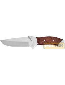 COLTELLO LAMA INOX MANICI LEGNO FODERO CUOIO cm 25