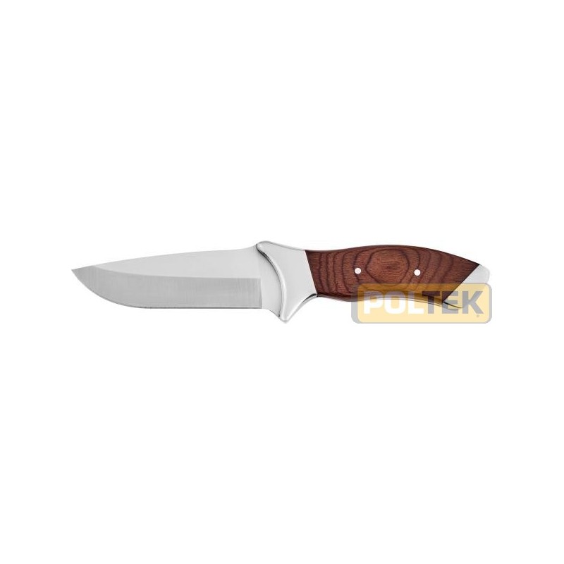 COLTELLO LAMA INOX MANICI LEGNO FODERO CUOIO cm 25