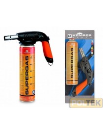 Kit saldatore pronto all'uso composto da lampada per saldare con preriscaldatore e cartuccia Supergas da 600 ml (330 g di gas). 