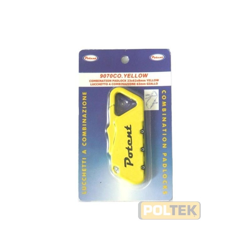 LUCCHETTO COMBINAZIONE GIALLO mm 20