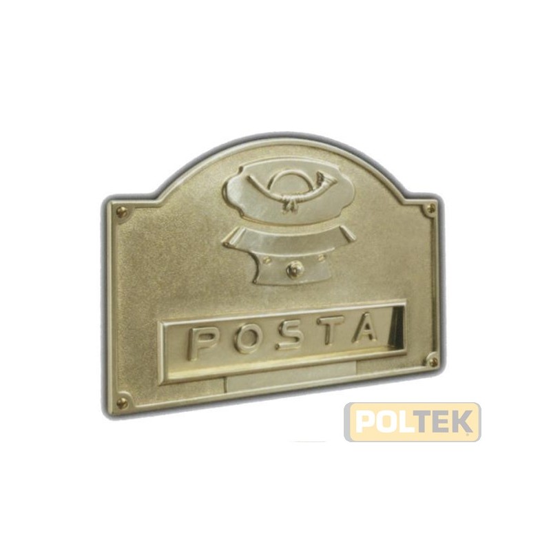 Placca buca lettere con pulsante per campanello realizzata in ottone di dimensioni 340 x 245 mm. Essendo bifacciale, l'inserimen
