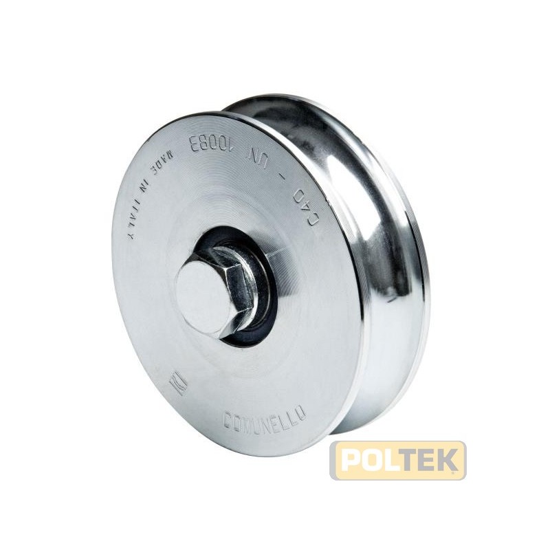 Ruota a fissare con gola semitonda a due cuscinetti, per cancelli scorrevoli.