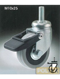 RUOTA CEBORA POLIMERO FILETTO M10 + FRENO mm 50 kg 20