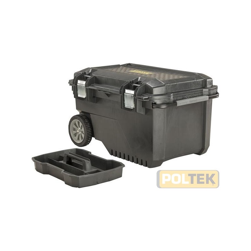 In polipropilene. Eccellente manovrabilità grazie al fondo sollevato da terra. Ruote da 7" rivestite in gomma, maniglione poste