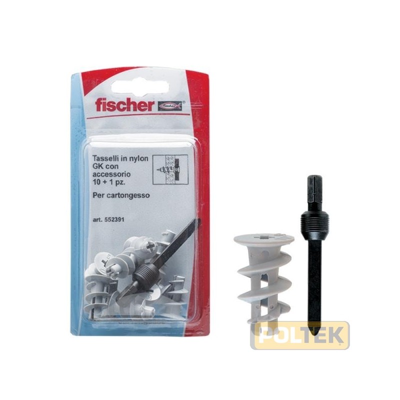 Tassello in nylon per cartongesso. Accessorio di montaggio contenuto nella confezione.