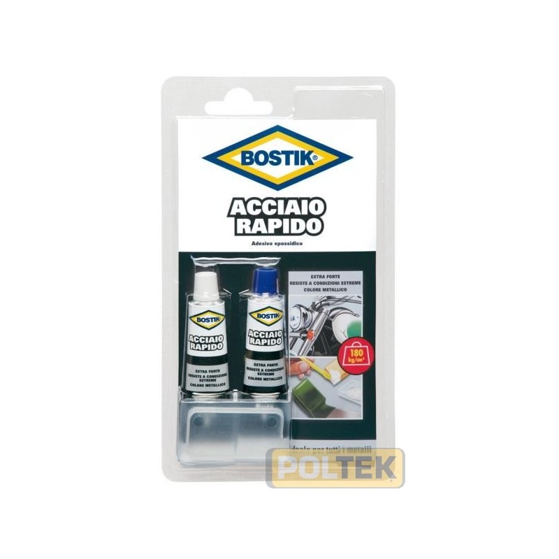 Adesivo epossidico bicomponente di colore acciaio naturale. Agisce perfettamente in soli 5 minuti. Ricostruisce, ottura, incolla